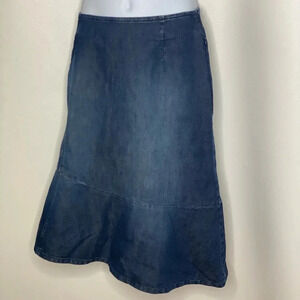 Talbots Kids girls denim jean modest cargo skirt asymmetrical hem Sz 18